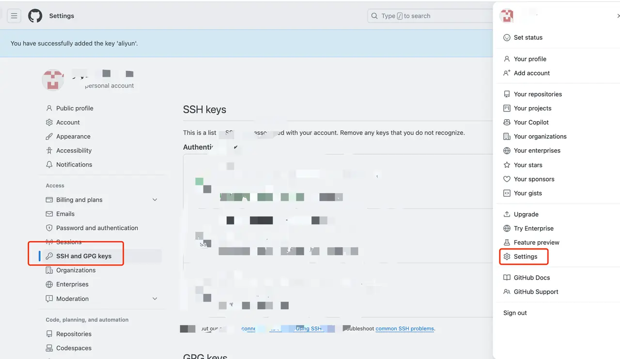 添加 ssh key 到 github